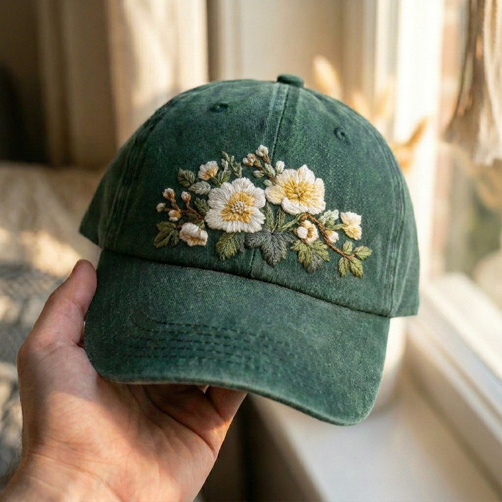 Personalized Floral Embroidered Cap – Unique Style Statement - photo 1