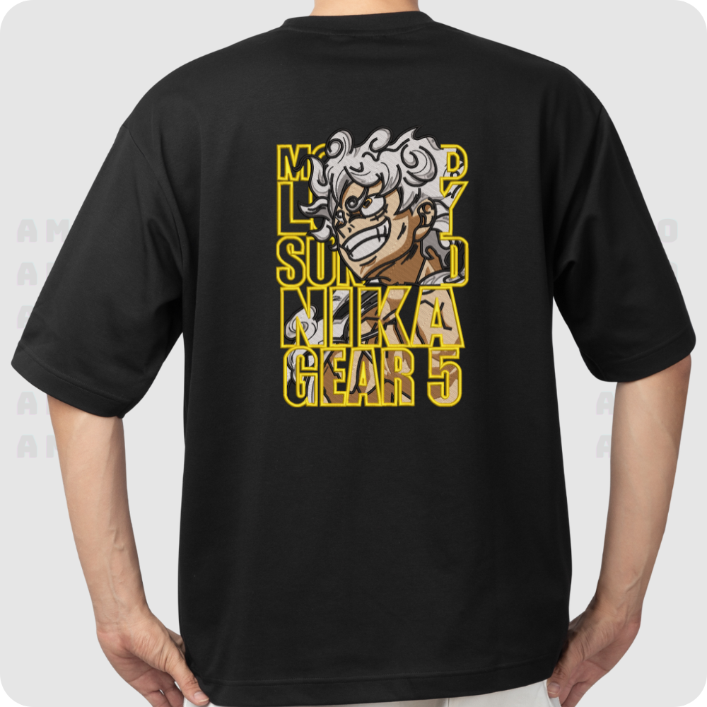 luffy gear 5 shirt Luffy Nika Gear 5 Embroidered Shirt – Anime Hoodie & Sweater