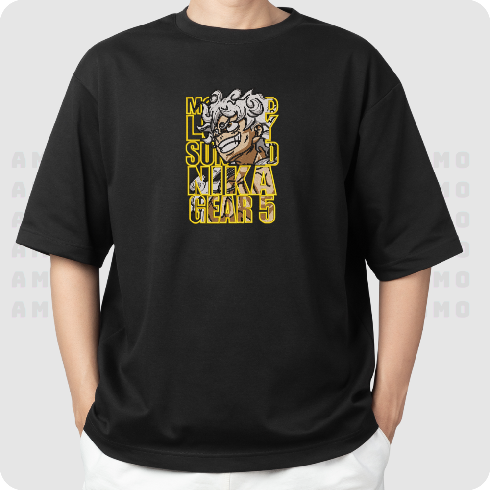 Luffy Nika Gear 5 Embroidered T-Shirt, Hoodie & Sweater – Anime Streetwear for Otaku Fans