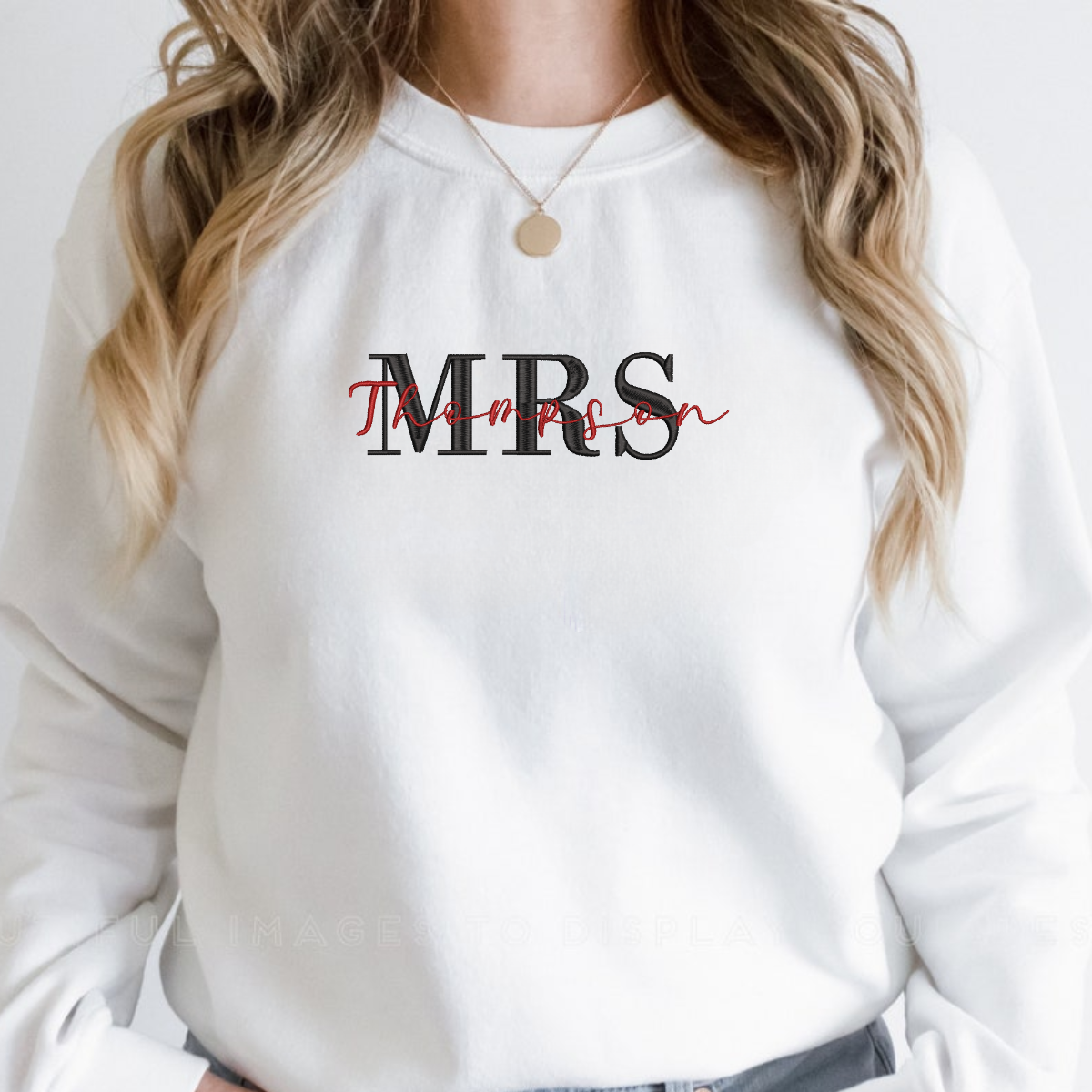 Custom Mrs. Embroidered Sweatshirt – Personalized Newlywed Gift, Bride Sweatshirt