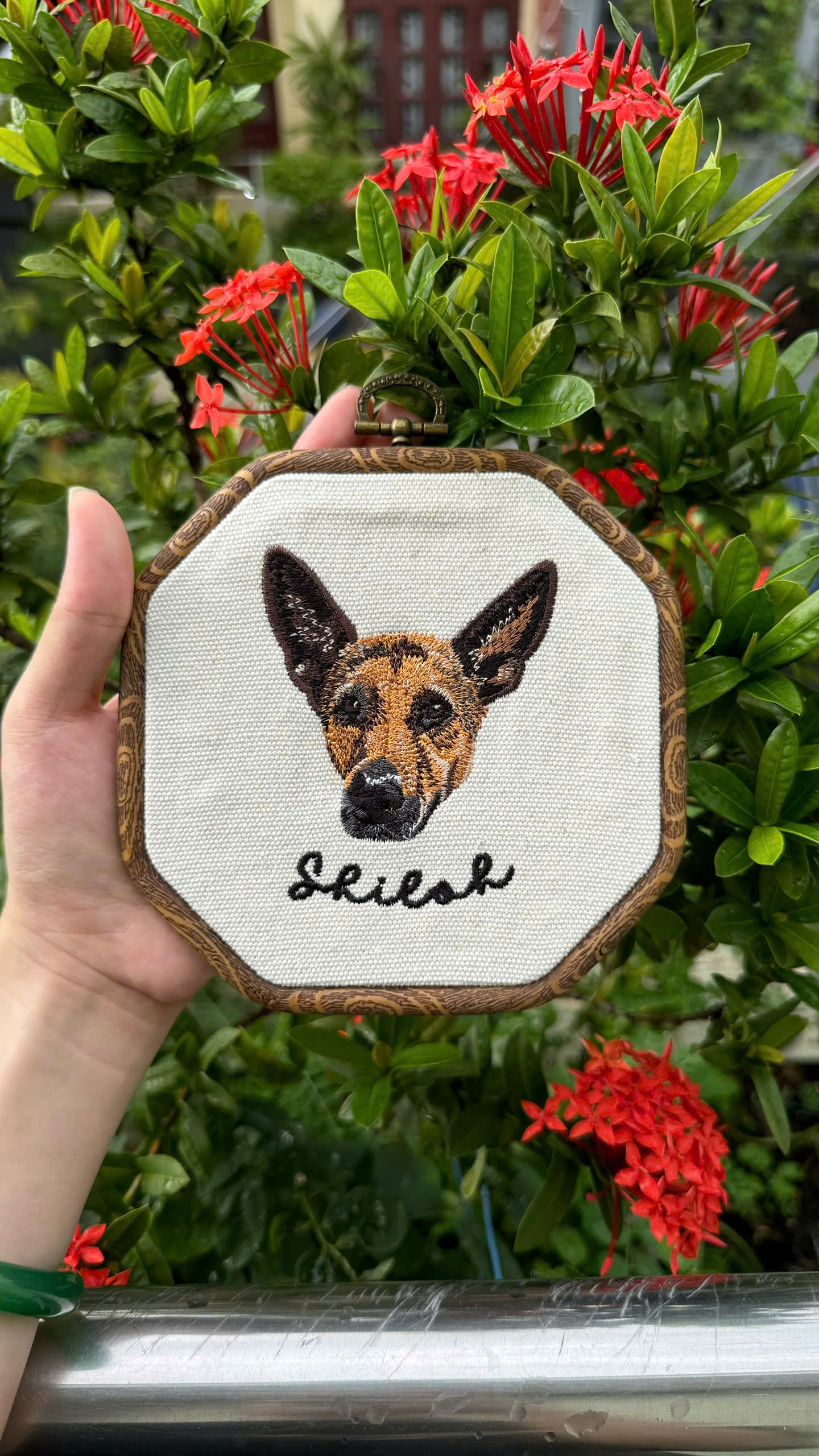 personalized dog embroidered wall hanging keepsake