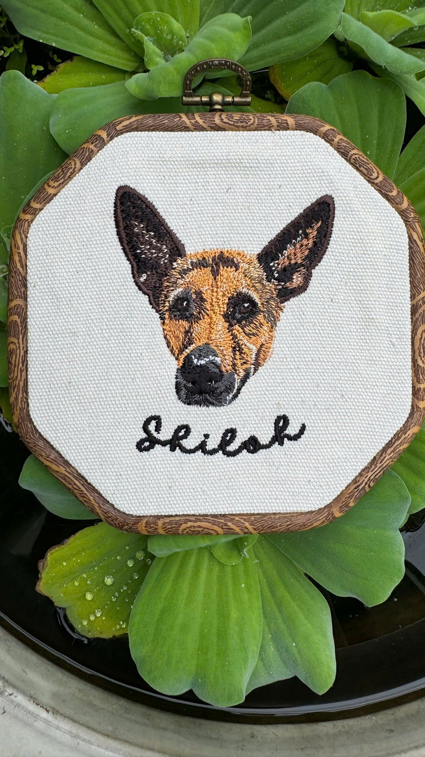 personalized pet memorial embroidered hoop artwork