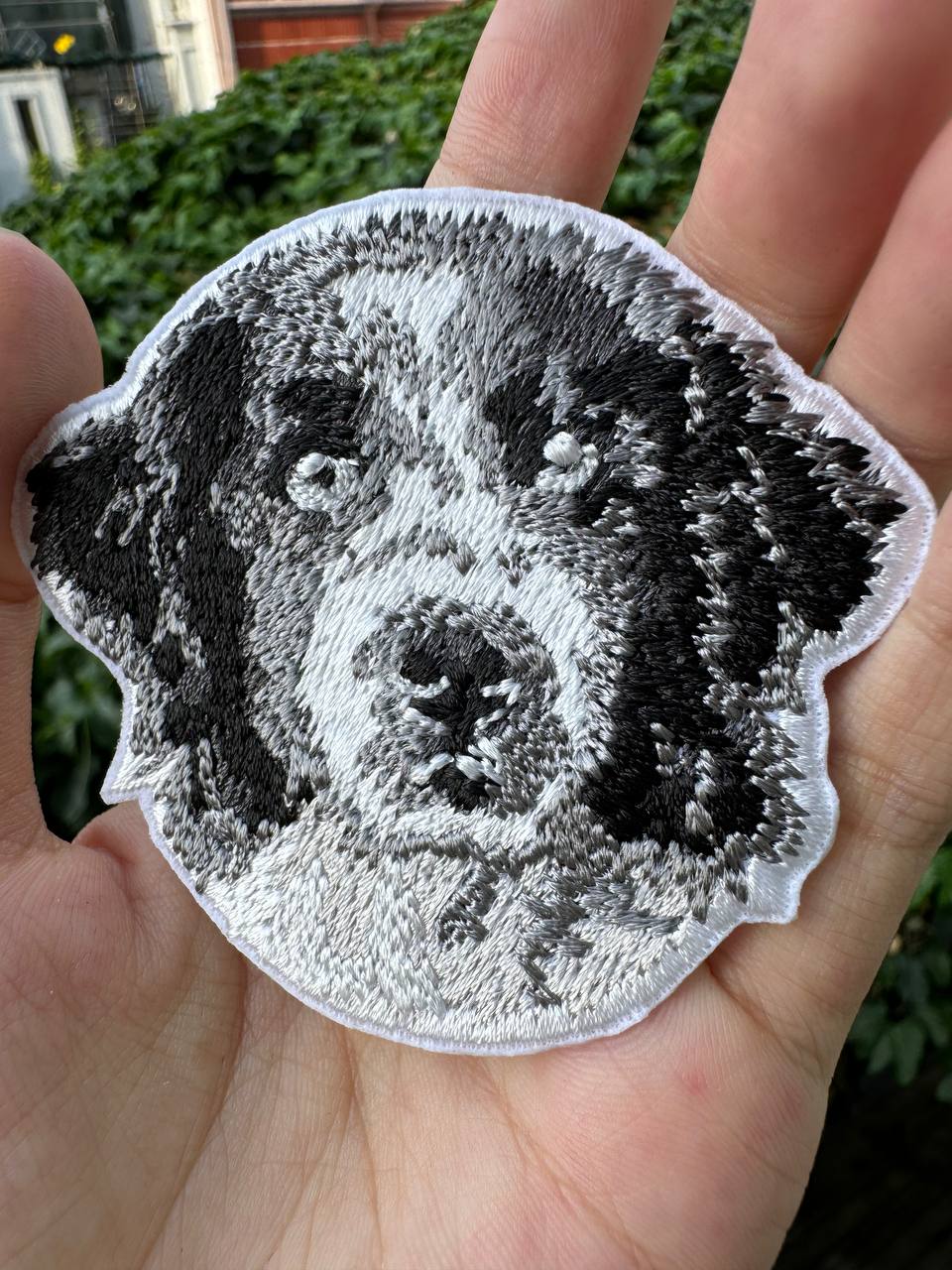Landseer Dog Portrait Patch Embroidered Patch – Iron On / Sew On 🧵