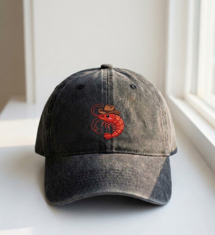 Cowboy Shrimp Embroidered Cap – Funny Dad Hat