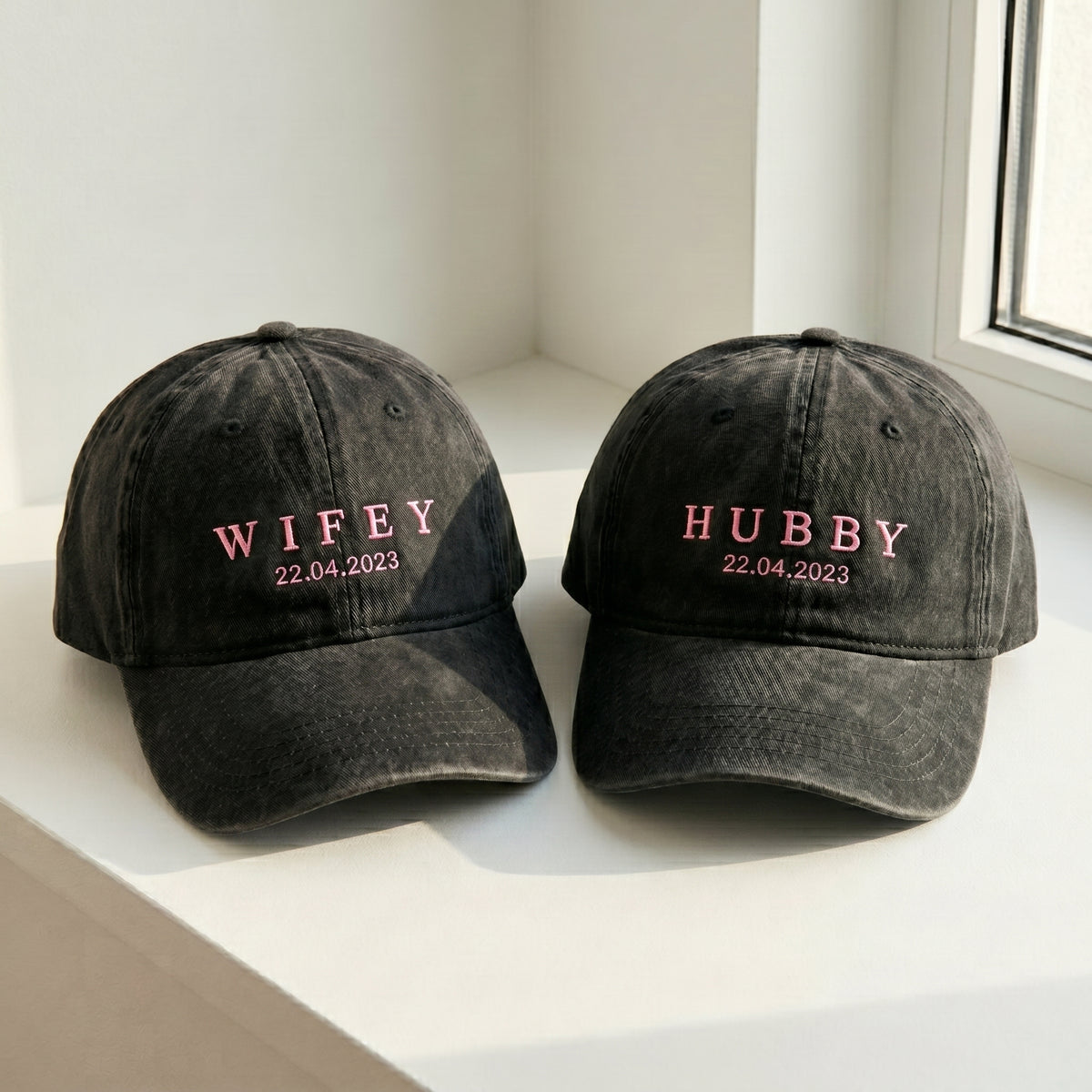 Wifey and Hubby Embroidered Caps - view 3