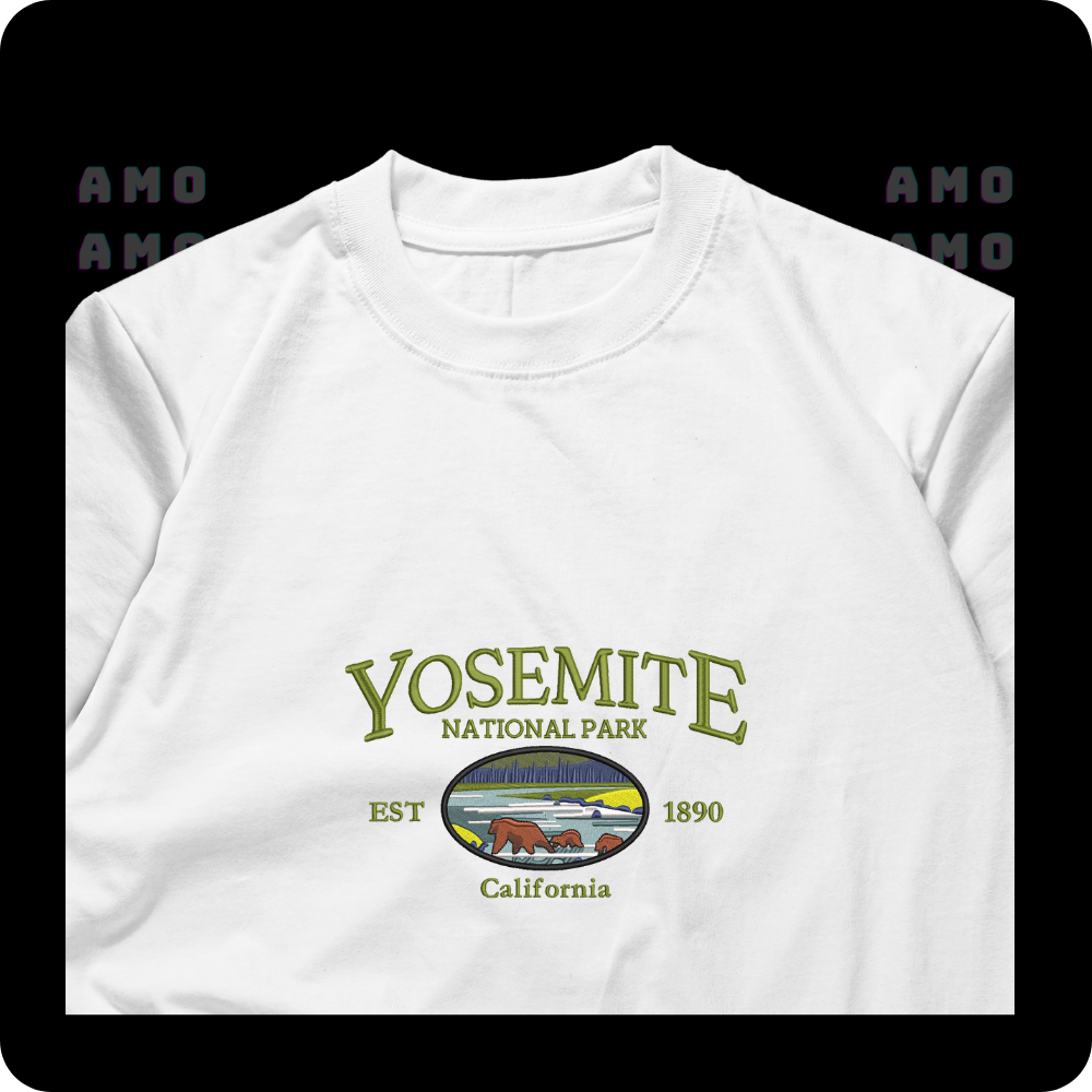 Yosemite National Park est 1890 California Embroidered T-Shirt
