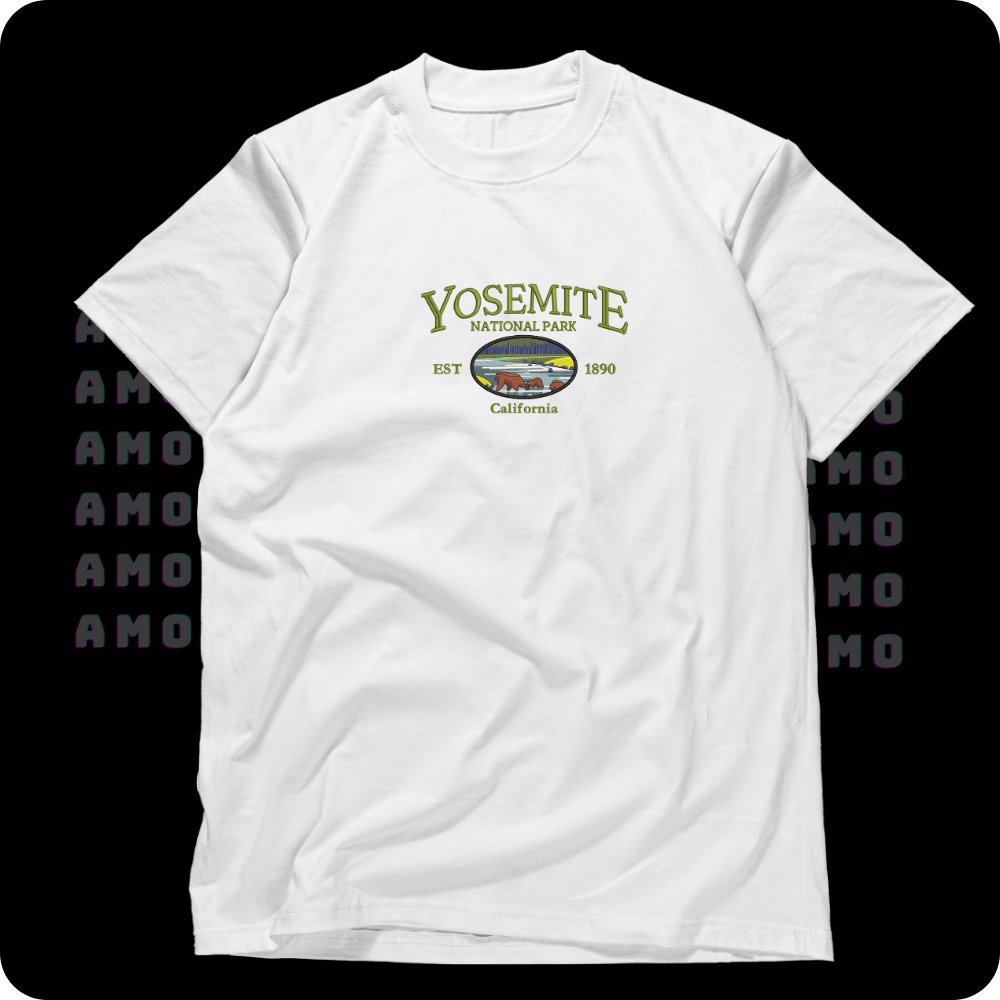 Yosemite National Park est 1890 California Embroidered T-Shirt