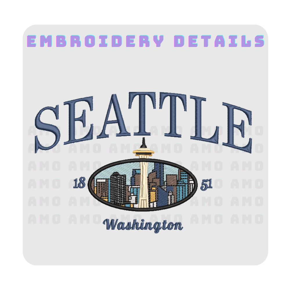 Seattle Washington Embroidered T-Shirt