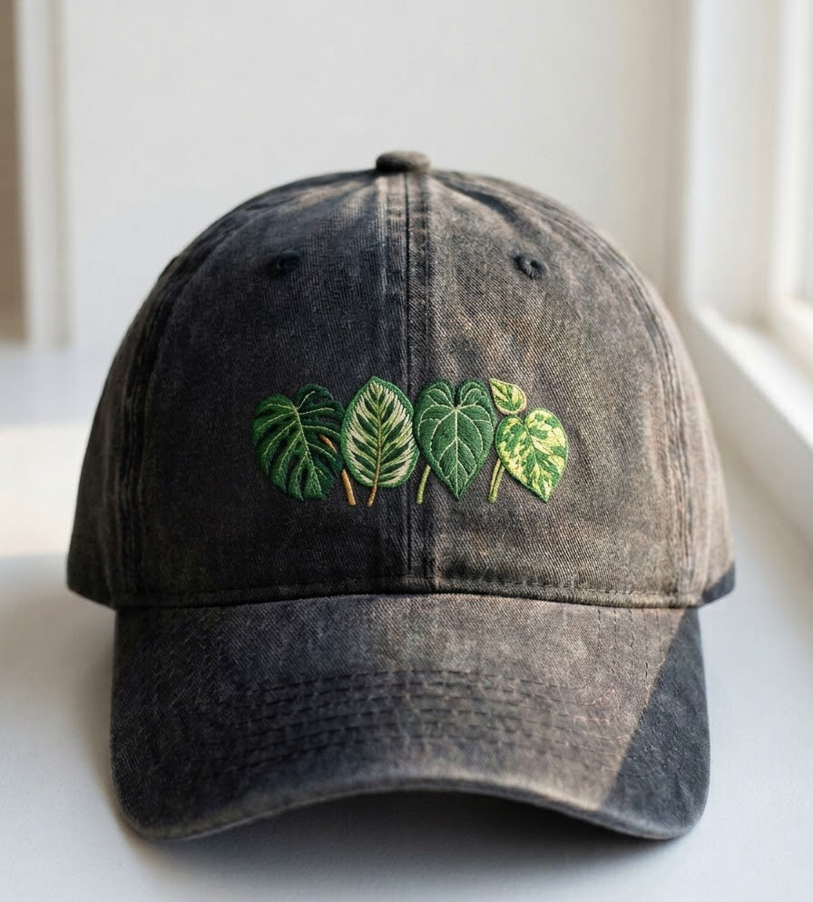 Monstera Leaf Embroidered Cap