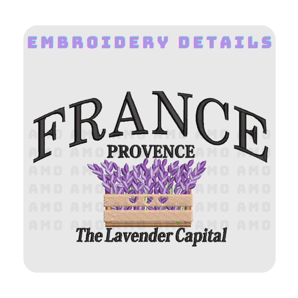 France Provence The Lavender Capital Embroidered T-Shirt