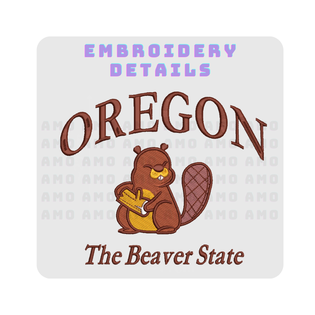 Oregon The Beaver State Embroidered Sweater