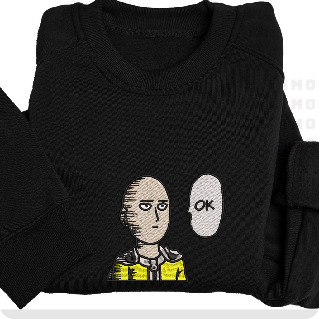 One-Punch Man Saitama Anime Embroidered Sweater
