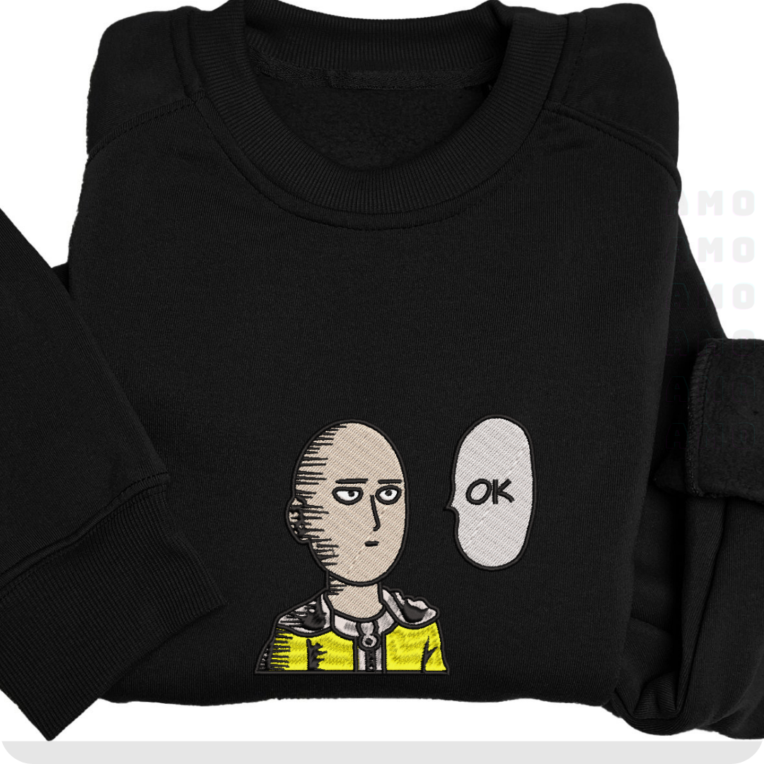One-Punch Man Saitama Anime Embroidered Sweater