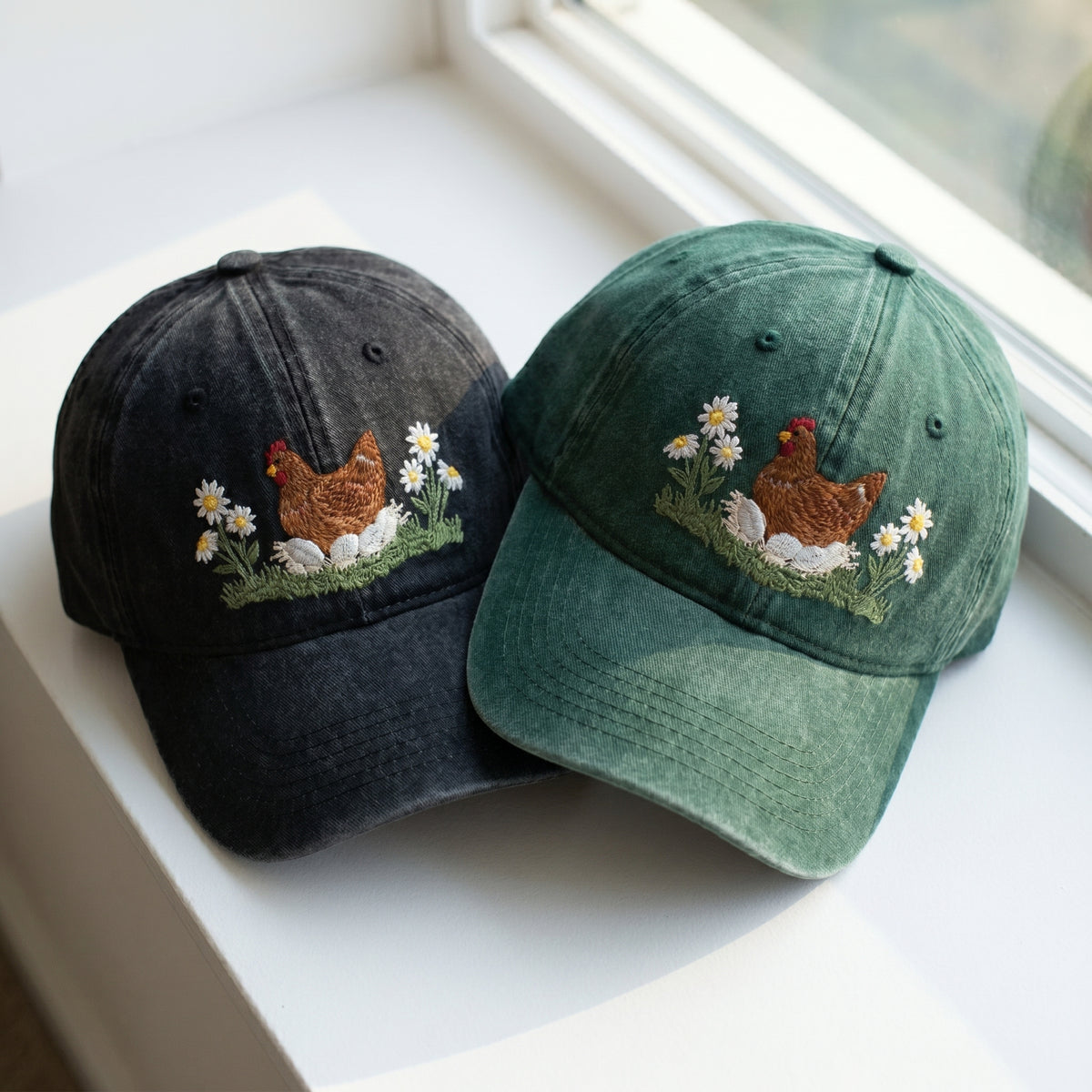 Chick and Daisy Embroidered Cap – Trendy Streetwear Style - photo 3