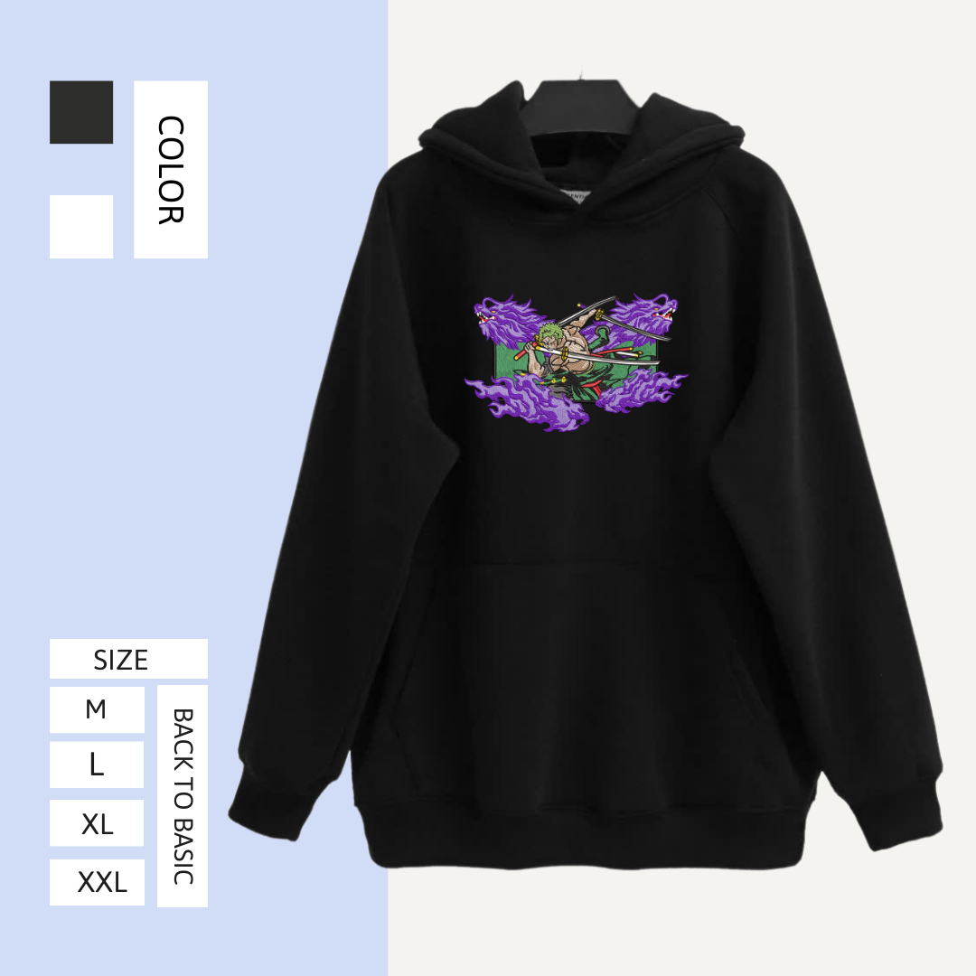 Roronoa Zoro arc wano - One Piece Embroidered Hoodie