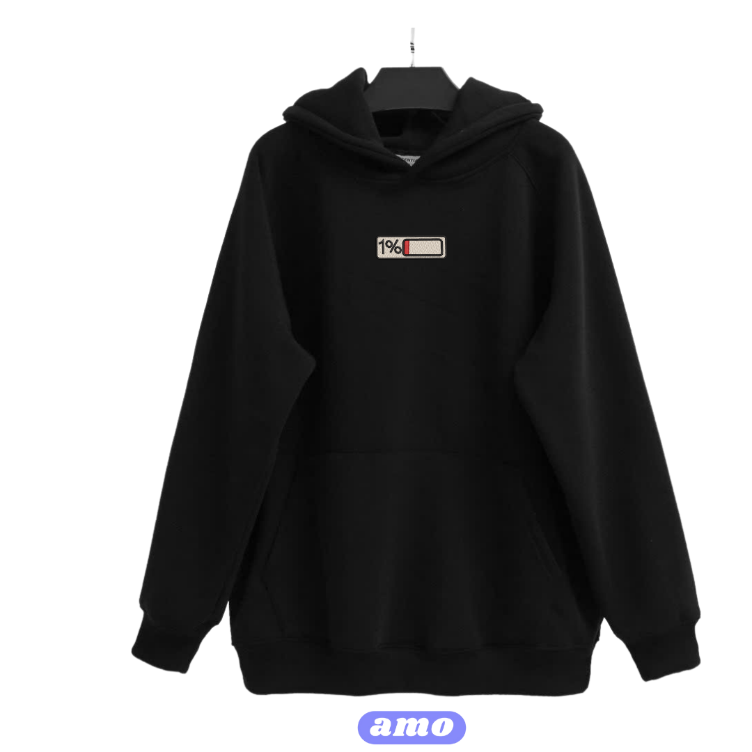 Low battery embroidered Hoodie