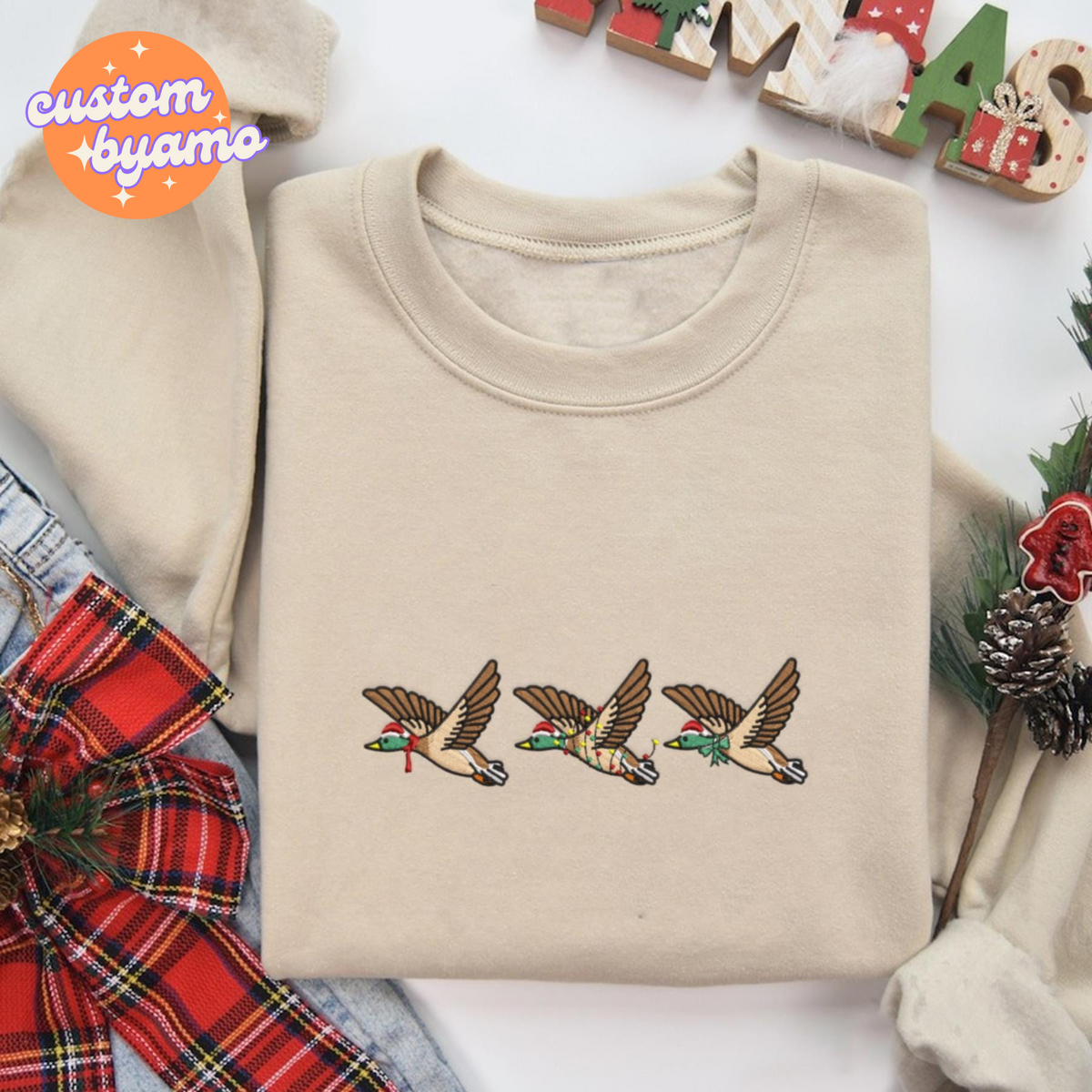 Christmas Duck Embroidered Sweatshirt