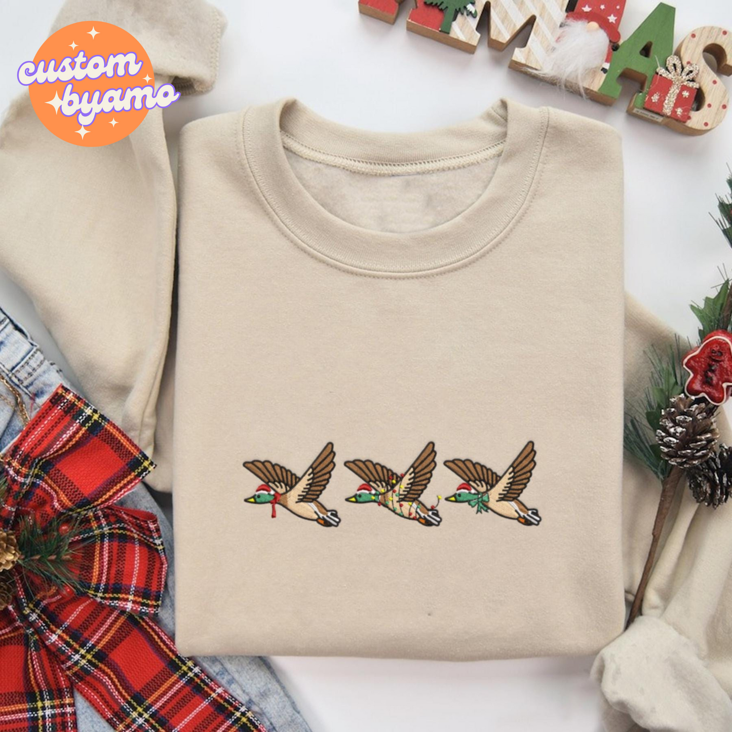 Christmas Duck Embroidered Sweater/Hoodie