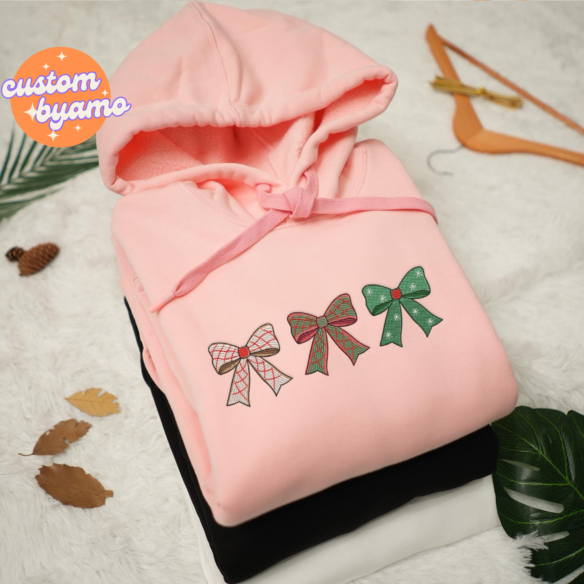 Christmas Coquette Style Embroidered Sweater/Hoodie
