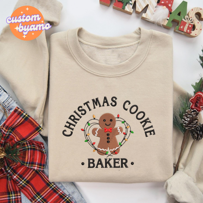 Christmas Cookies Couple Embroidered Sweater