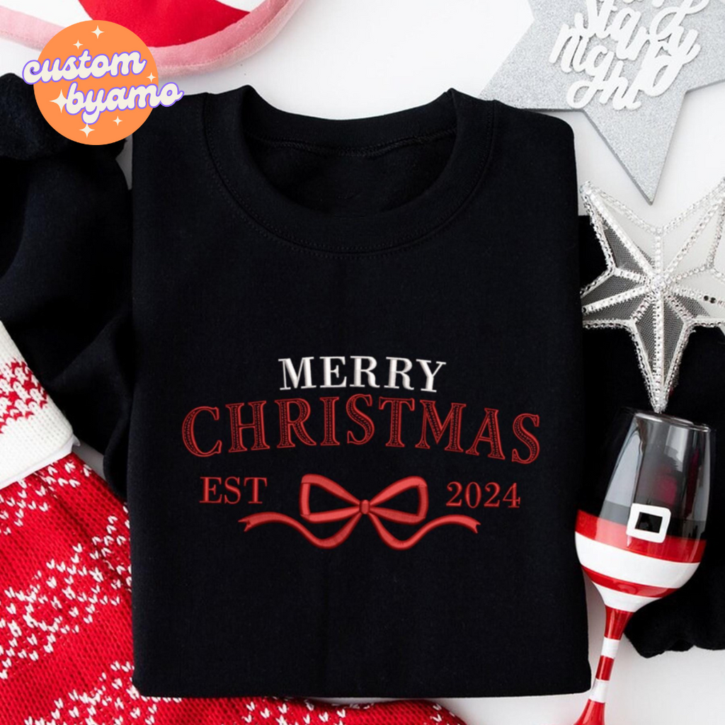 Christmas Bow Embroidered