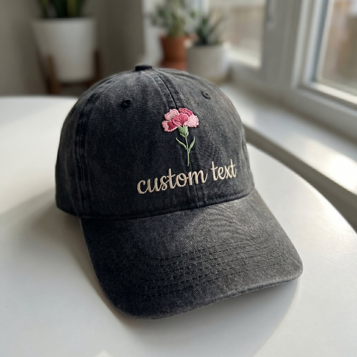 Birth Flower Embroidered Cap – Custom Gift for Mom - photo 1