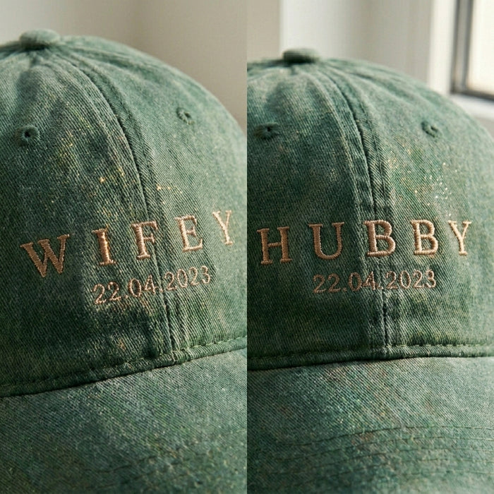 Wifey and Hubby Embroidered Caps – Couples Wedding Hats