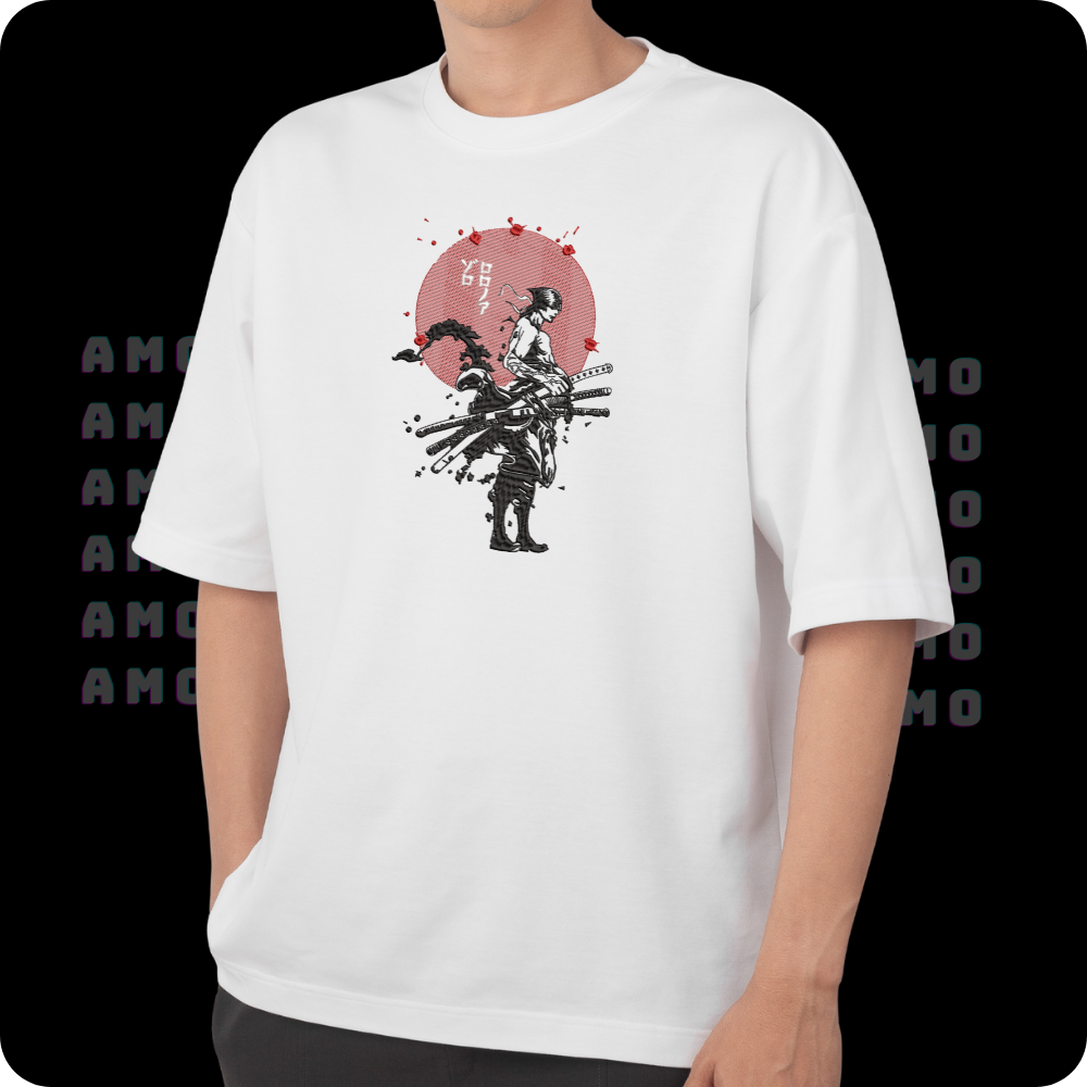 Roronoa Zoro One Piece Anime Embroidered T-Shirt