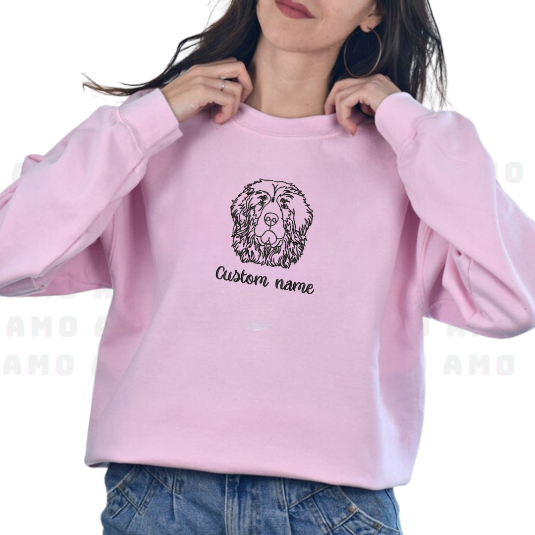 Custom Newfoundland Dog Embroidered Sweatshirt, Personalized Pet Name Hoodie