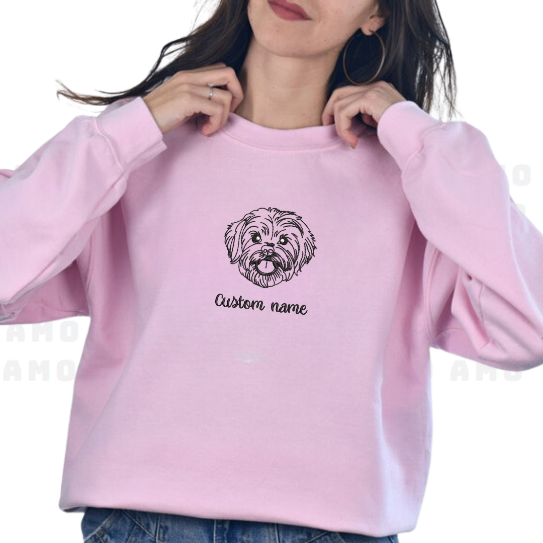 Custom Maltese Dog Embroidered Sweatshirt, Personalized Pet Name Hoodie, Christmas Dog Design, Gift for Dog Lovers