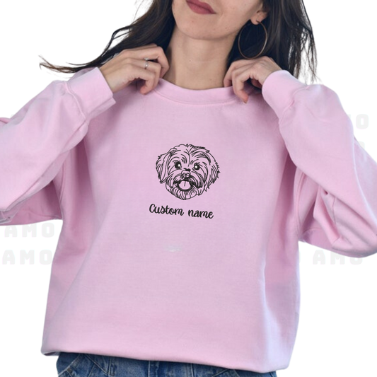 Custom Maltese Dog Embroidered Sweatshirt, Personalized Pet Name Hoodie, Christmas Dog Design, Gift for Dog Lovers