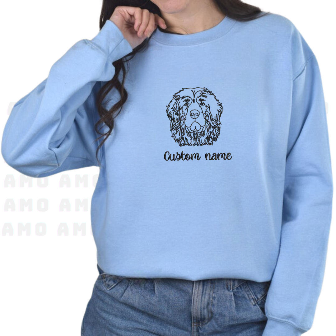 Custom Newfoundland Dog Embroidered Sweatshirt, Personalized Pet Name Hoodie