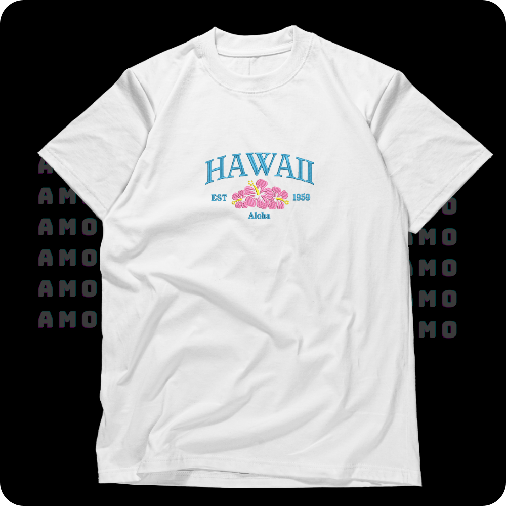 Hawaii est 1959 Aloha  Embroidered T-Shirt