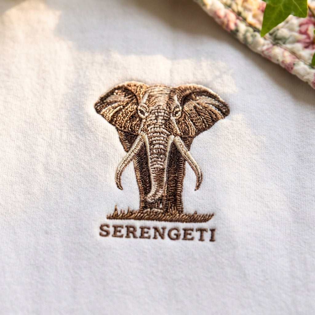 Serengeti Elephant Embroidered Sweater – Trendy Streetwear - photo 2