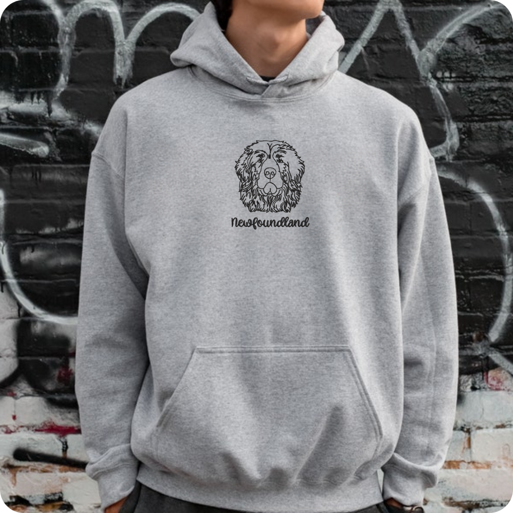 Custom Newfoundland Dog Embroidered Sweatshirt, Personalized Pet Name Hoodie