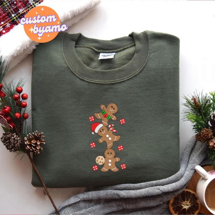 Christmas Gingerbread Embroidered Sweater