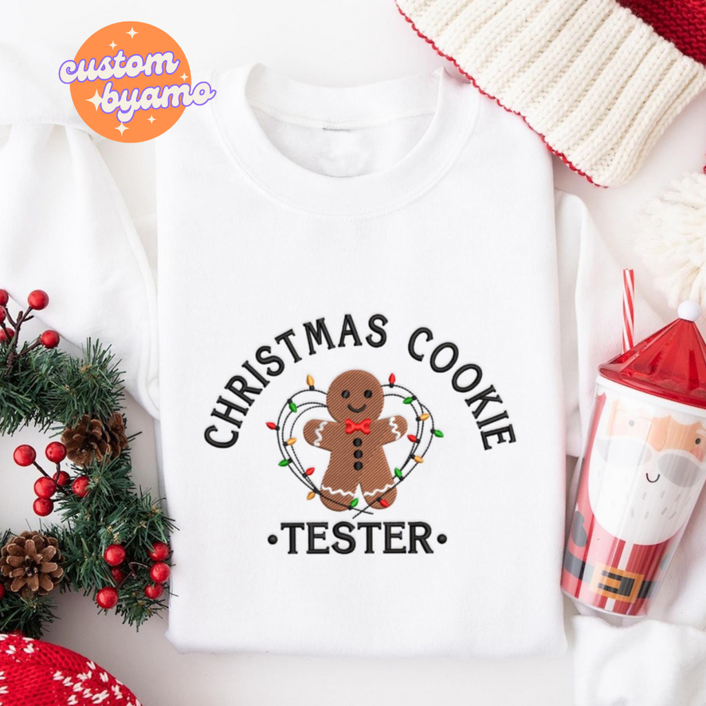 Christmas Cookies Couple Embroidered Sweater
