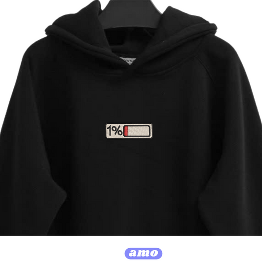 Low battery embroidered Hoodie