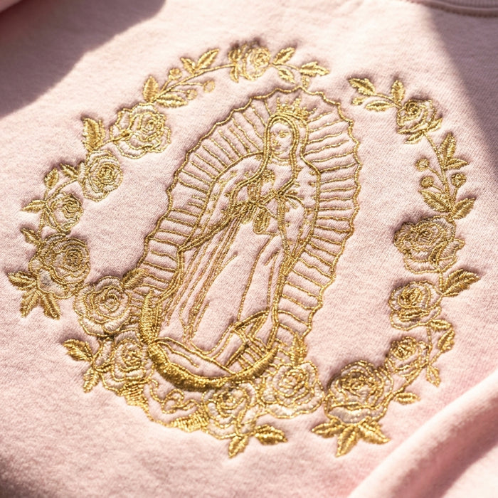 Our Lady of Guadalupe Embroidered Sweatshirt – Pink Crewneck