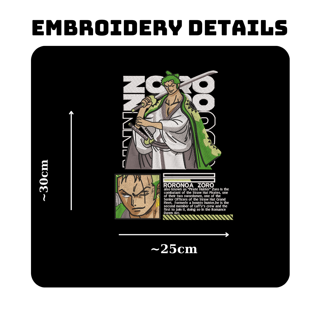 Roronoa Zoro arc wano - One Piece Embroidered Hoodie