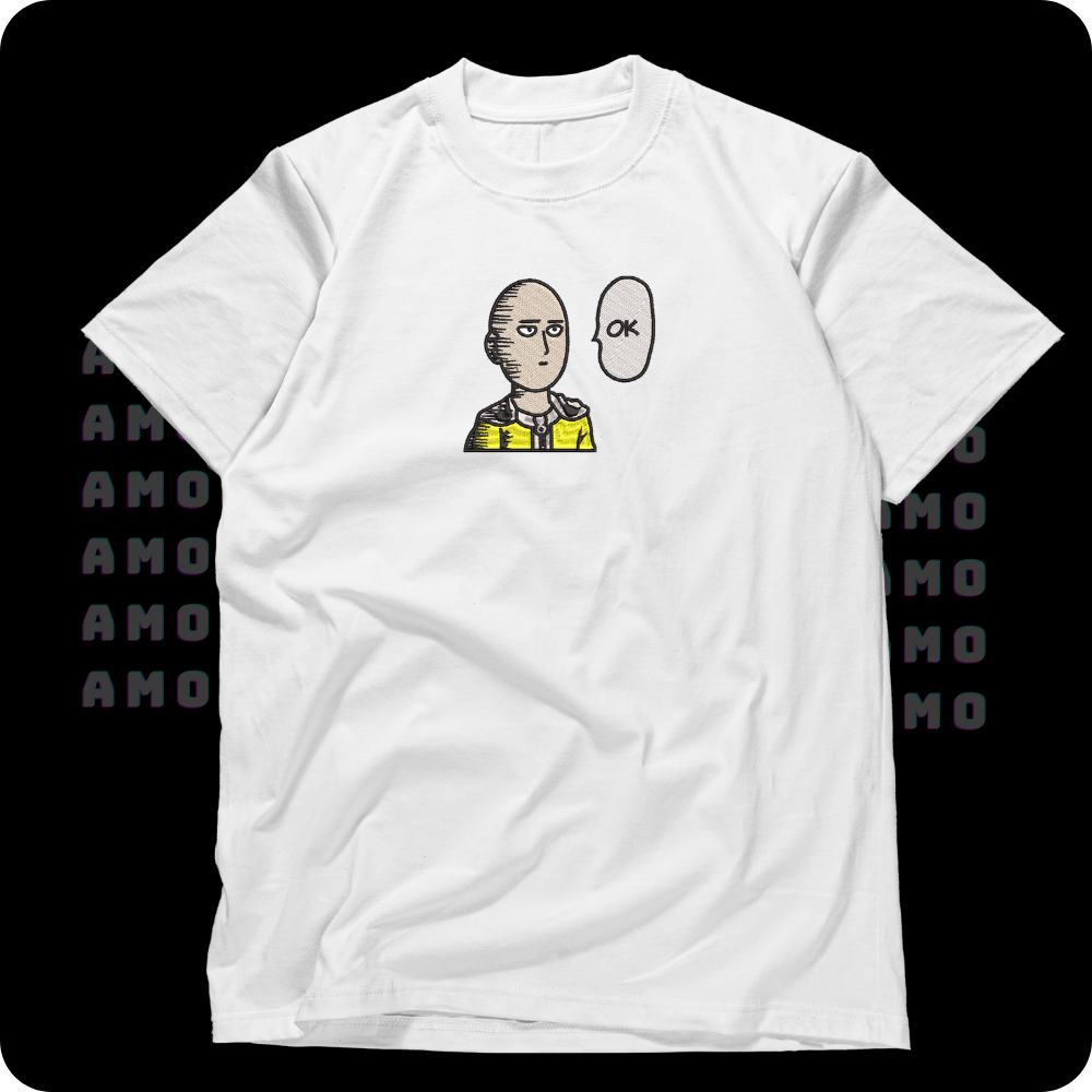 Saitama One Punch Man  Anime Embroidered T-Shirt