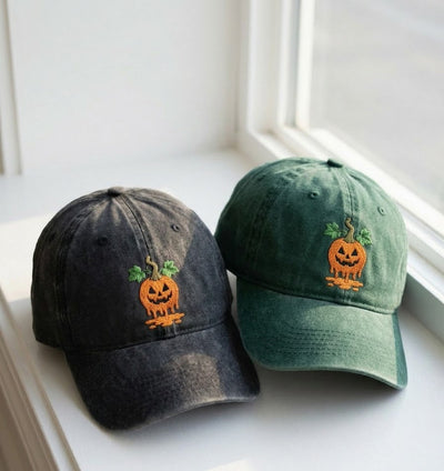 Jack-O'-Lantern Embroidered Cap – Halloween Pumpkin Hat