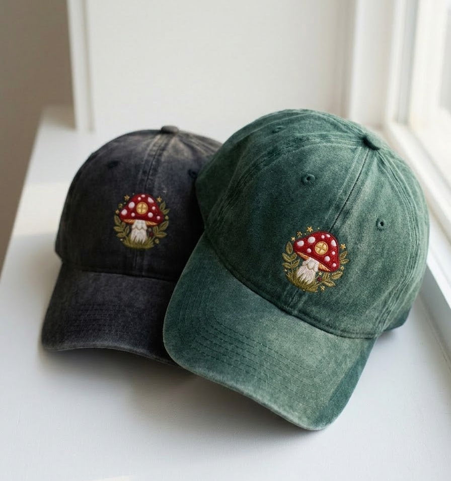 Mushroom Embroidered Cap