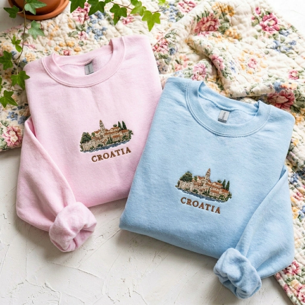 Croatia Architecture Embroidered Sweater – Trendy Comfort - photo 3
