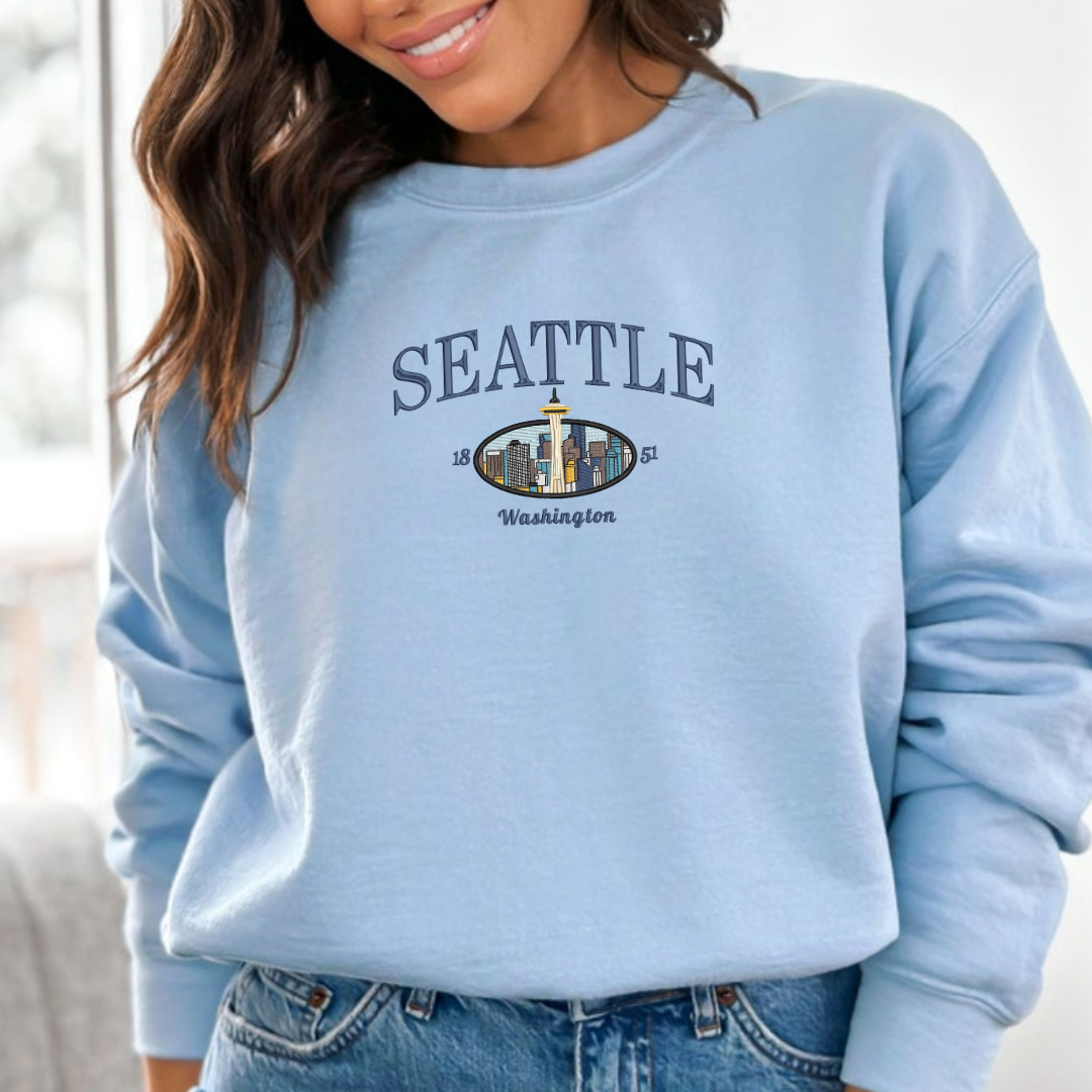 Seattle Washington Embroidered Sweatshirts