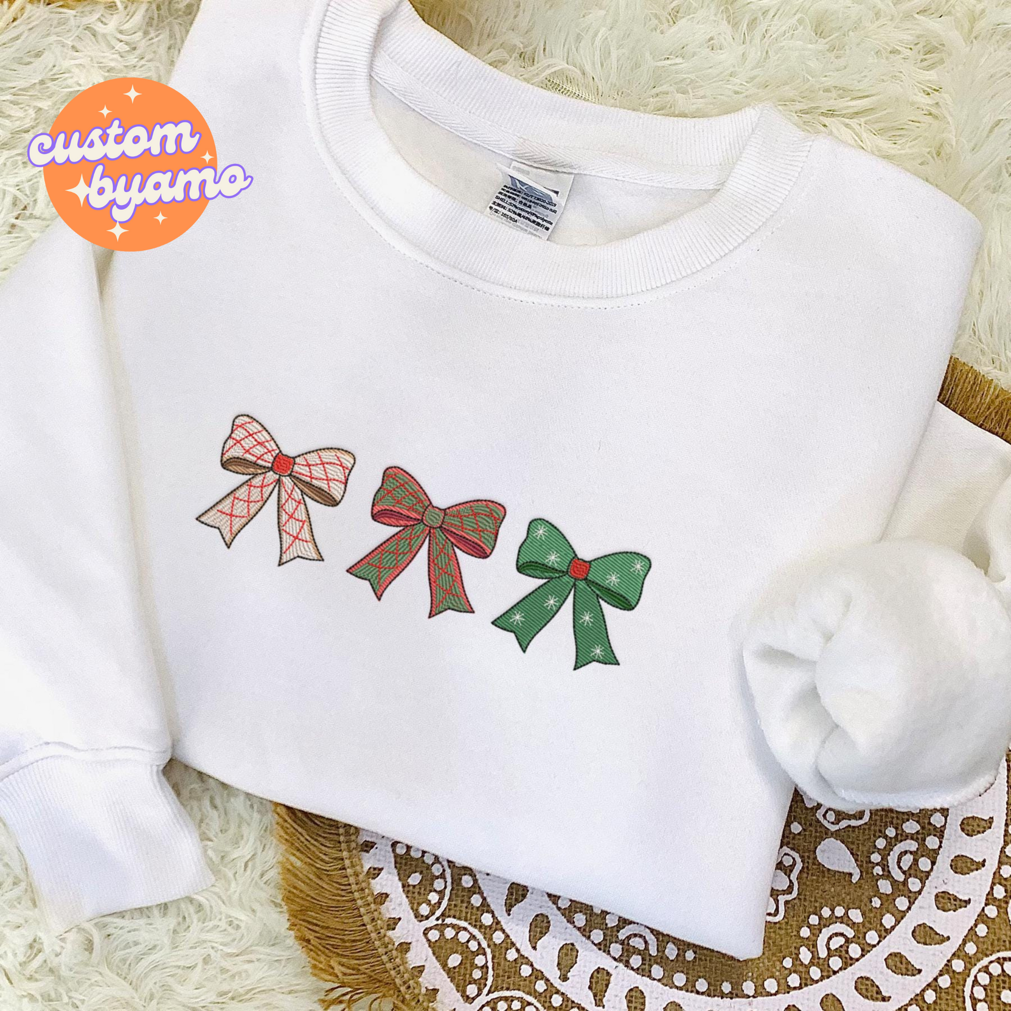 Christmas Coquette Style Embroidered Sweater/Hoodie