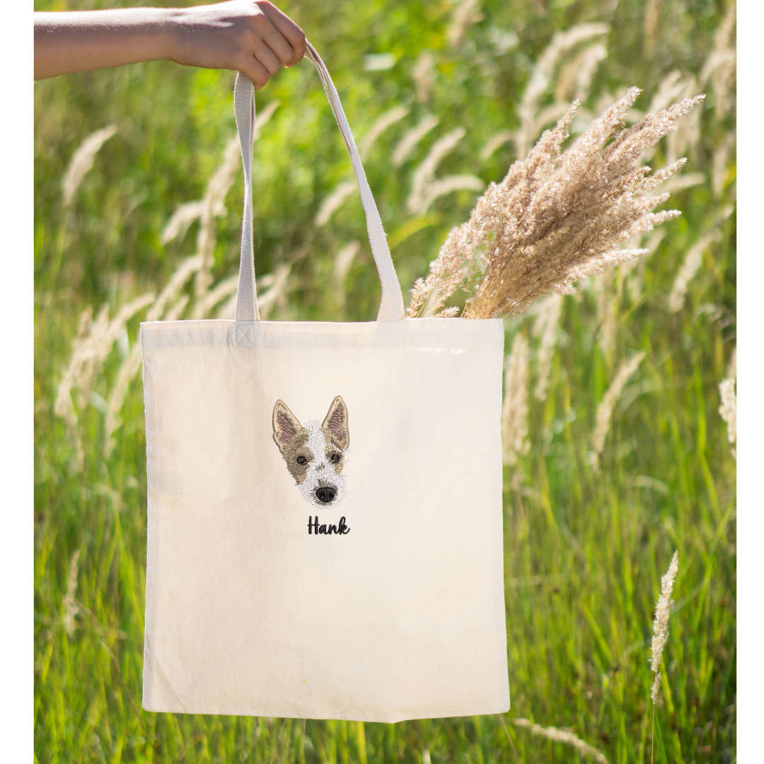 Custom Tote bag Embroidered Portrait from Photo