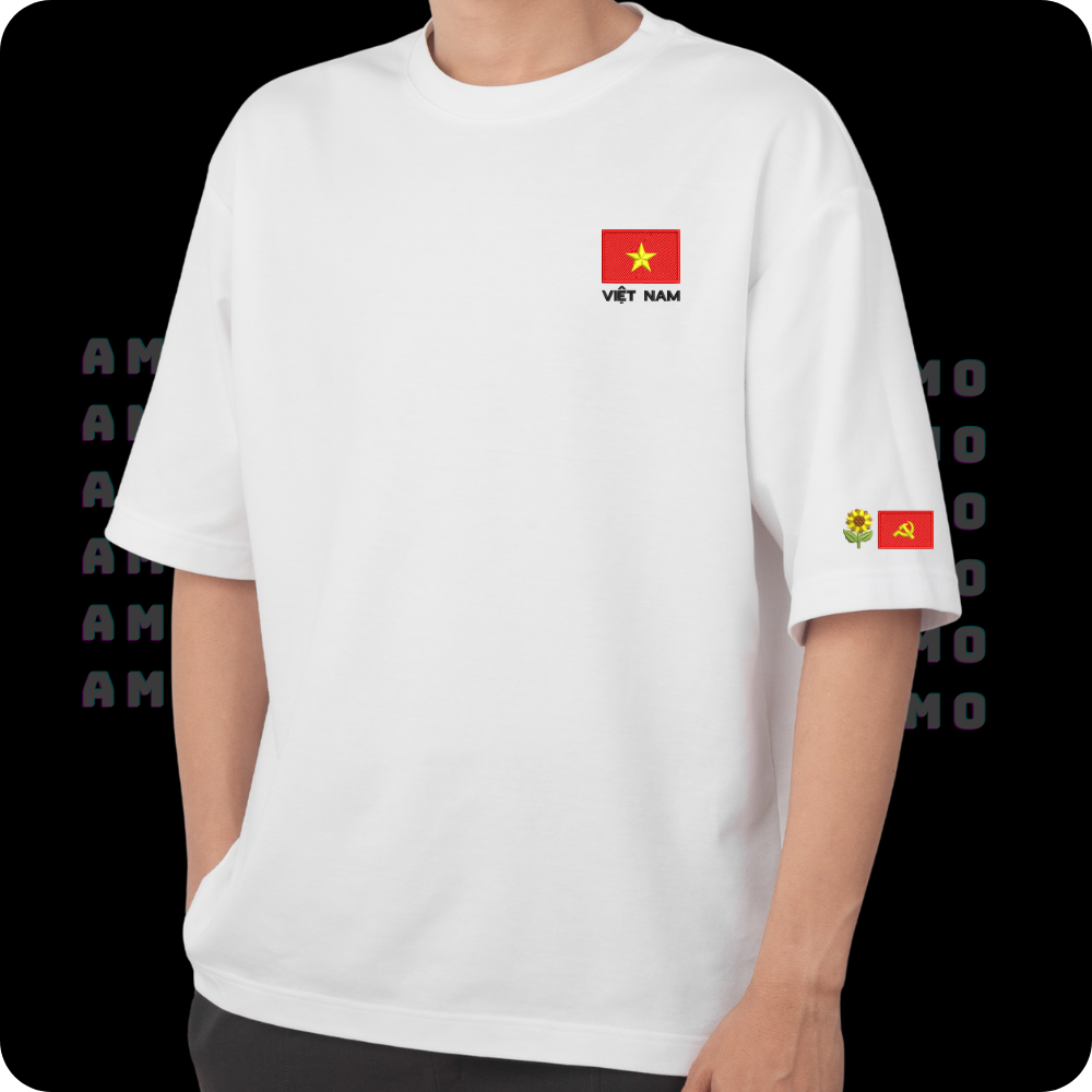 Vietnam Flag T-Shirt Embroidered Vietnamese - Áo Thun CHỦ QUYỀN