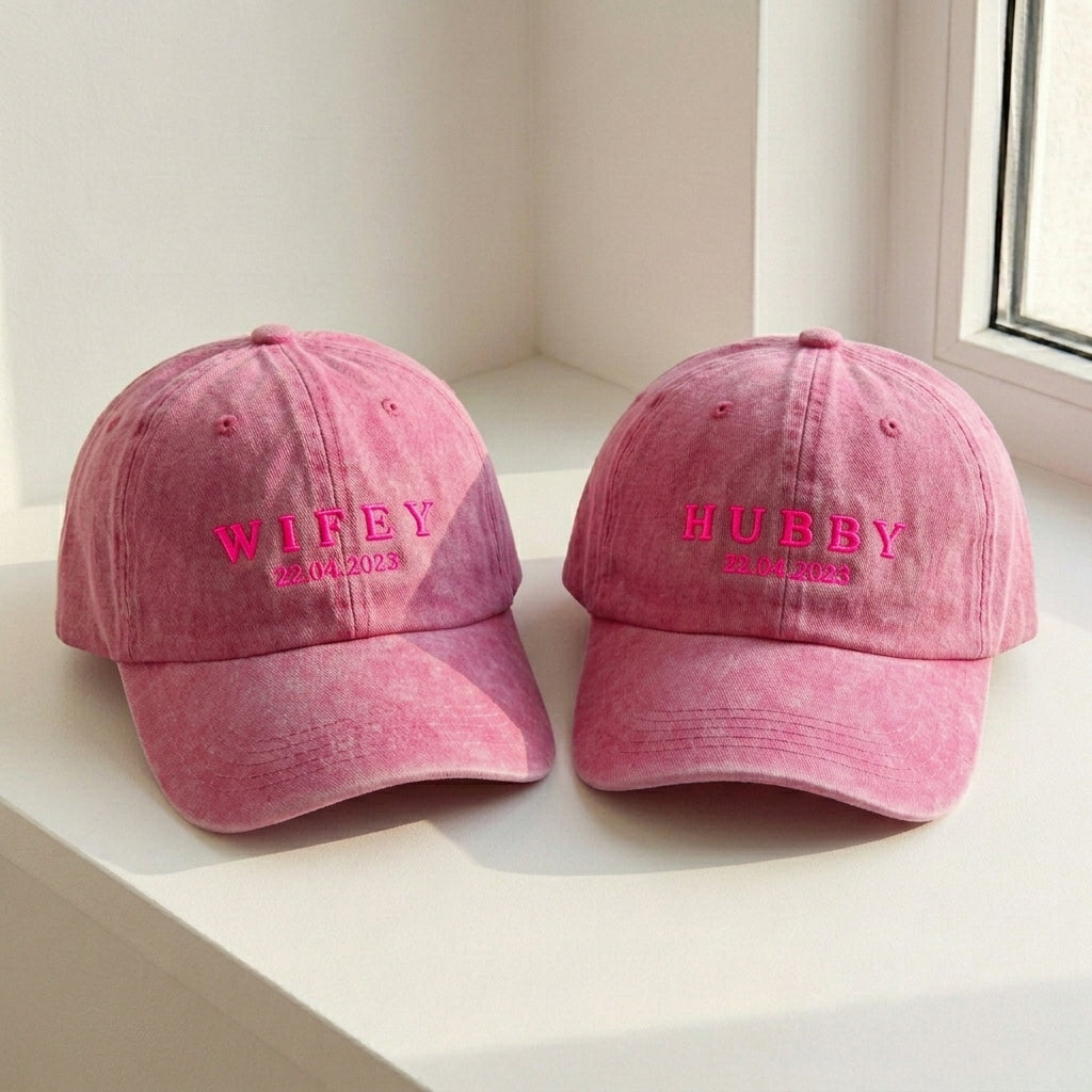 Wifey and Hubby Embroidered Caps - view 4