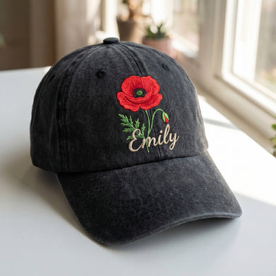 Embroidered Birth Flower Hat – Perfect Gift for Mom